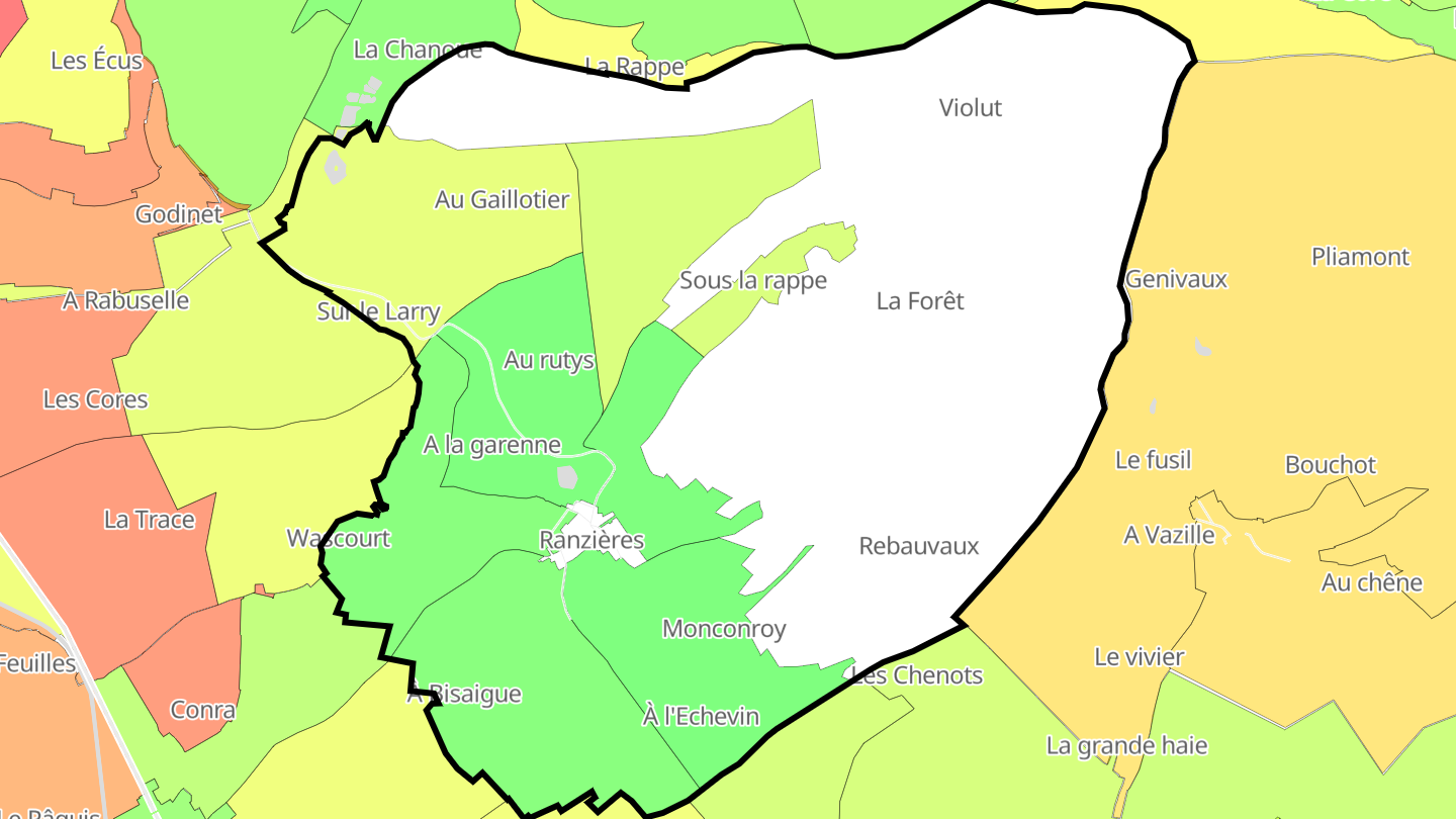 Carte des prix de l'immobilier Ranzières