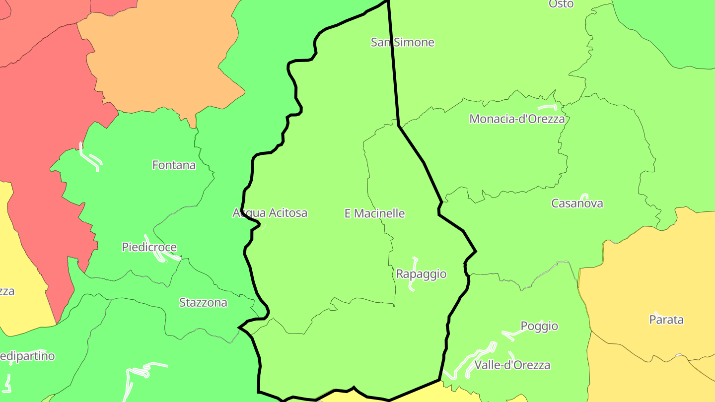 Carte des prix de l'immobilier Rapaggio