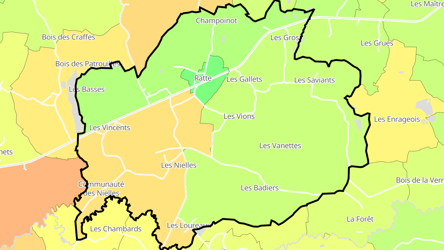 Carte des prix de l'immobilier Ratte