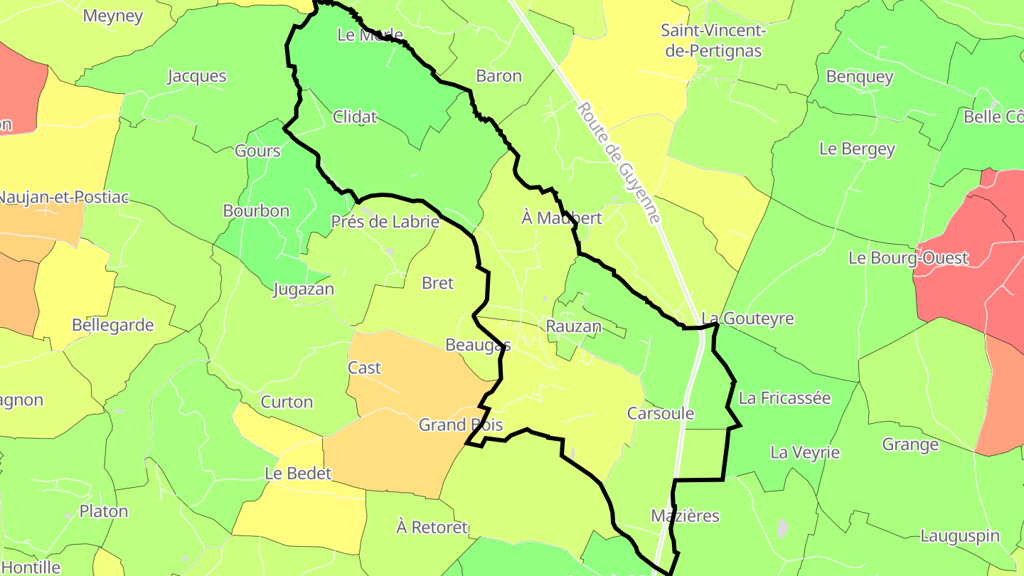 Carte des prix de l'immobilier Rauzan