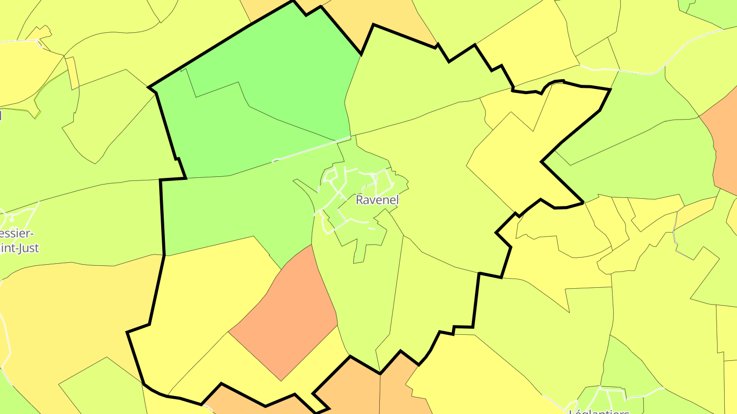Carte des prix de l'immobilier Ravenel