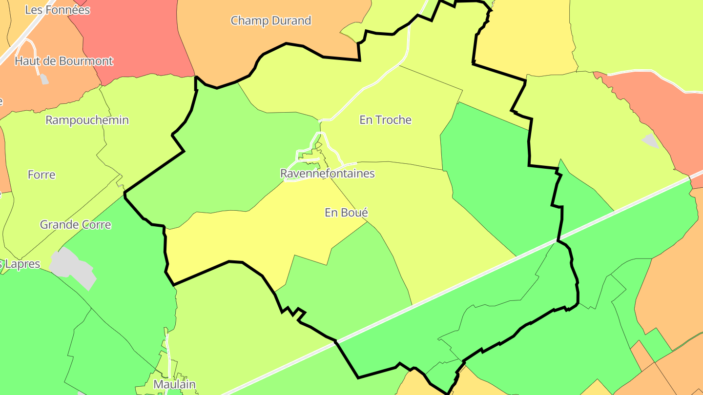 Carte des prix de l'immobilier Ravennefontaines