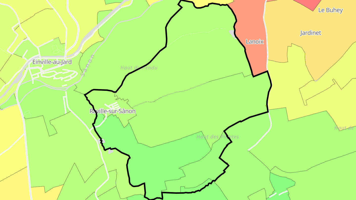 Carte des prix de l'immobilier Raville-sur-Sânon