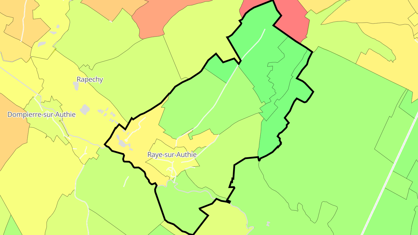 Carte des prix de l'immobilier Raye-sur-Authie