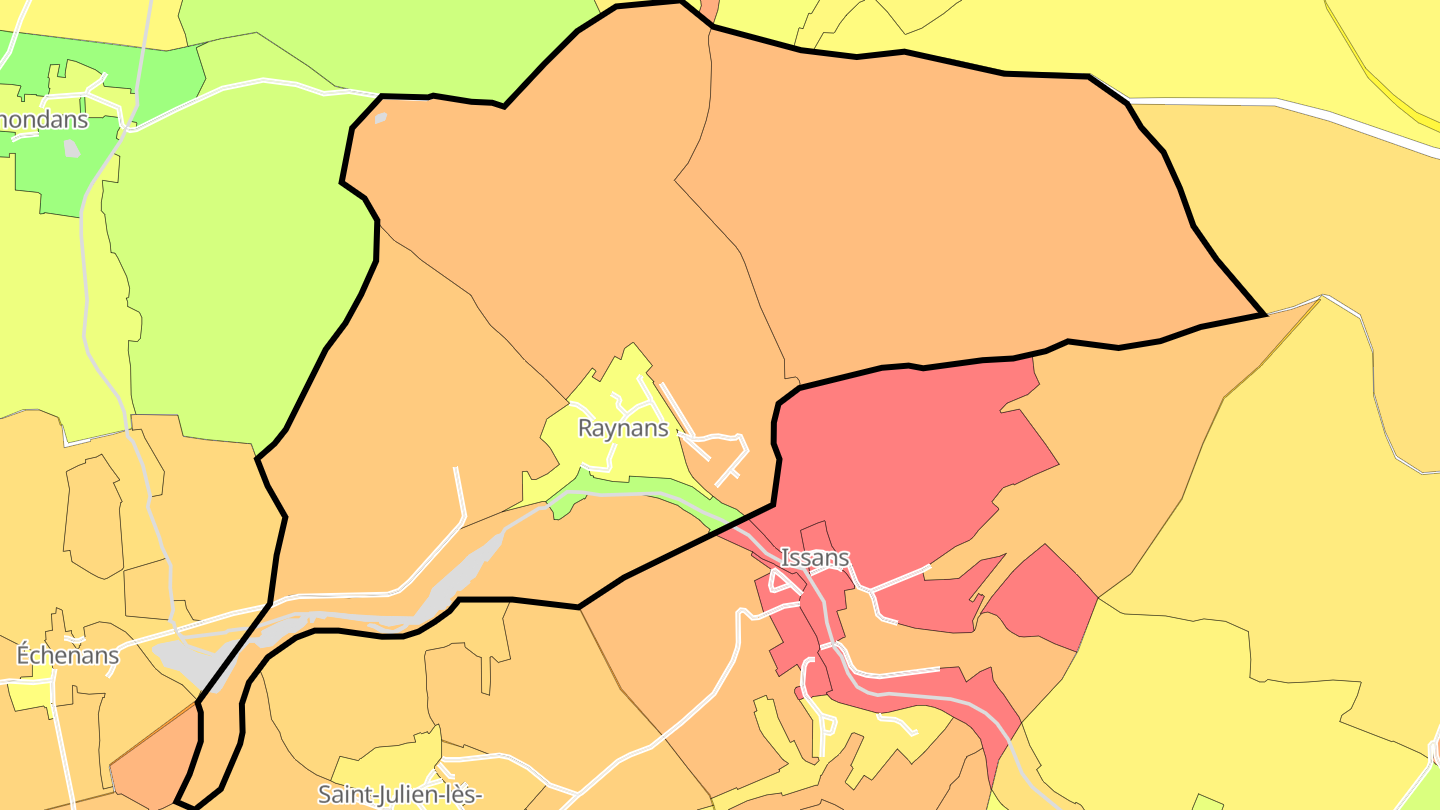 Carte des prix de l'immobilier Raynans