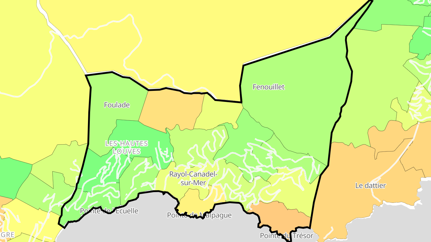 Carte des prix de l'immobilier Rayol-Canadel-sur-Mer