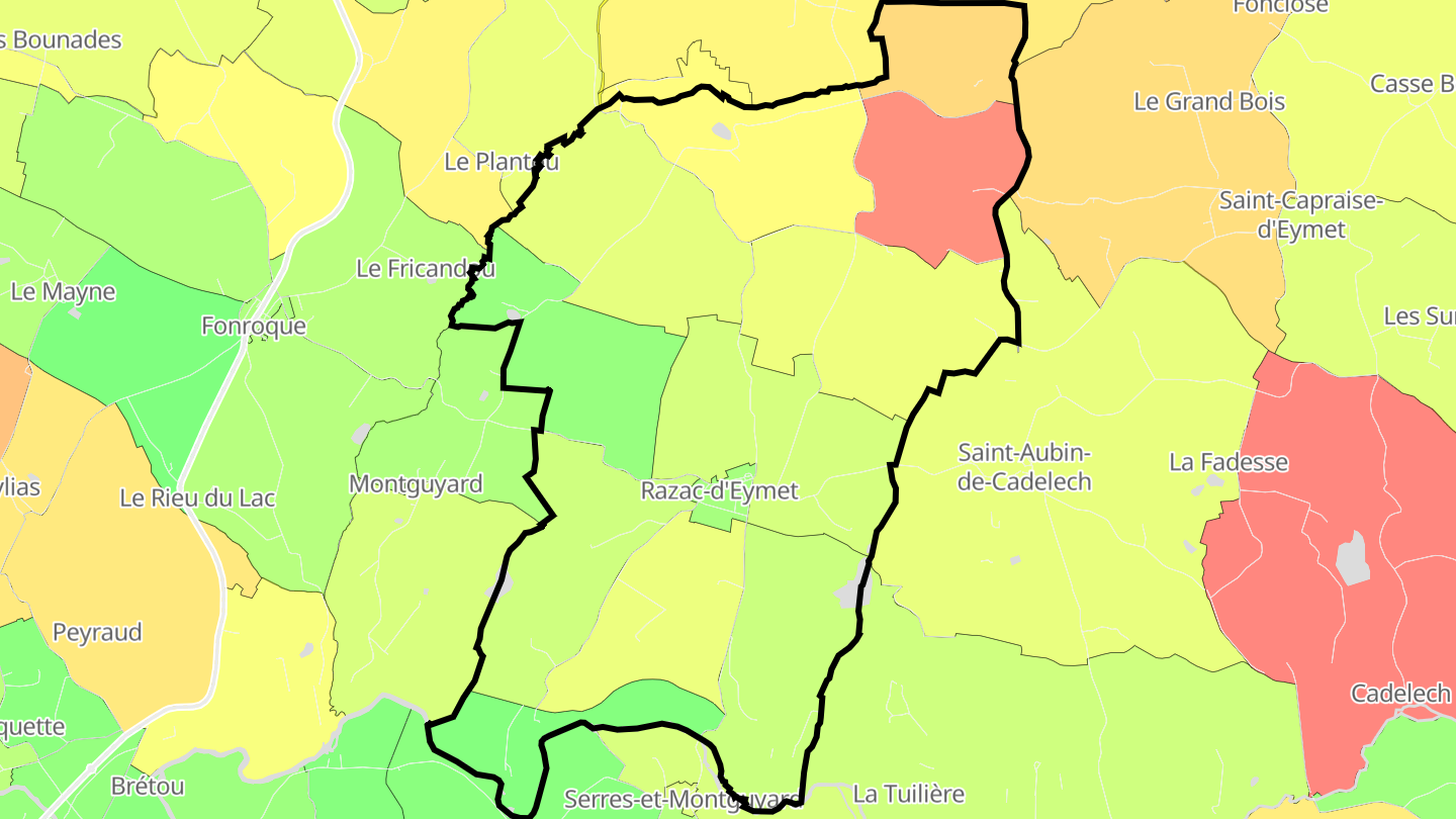 Carte des prix de l'immobilier Razac-d'Eymet
