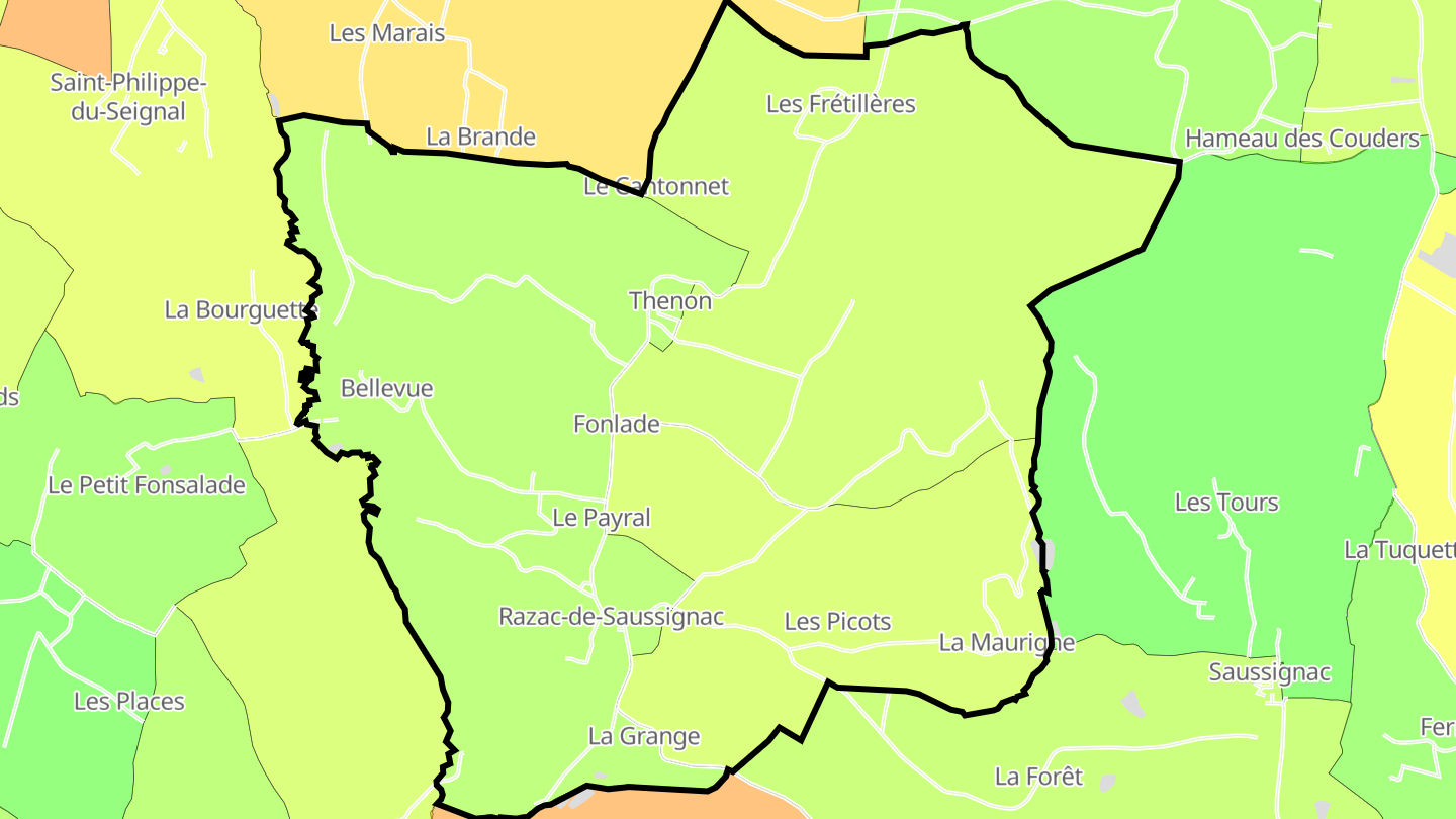 Carte des prix de l'immobilier Razac-de-Saussignac