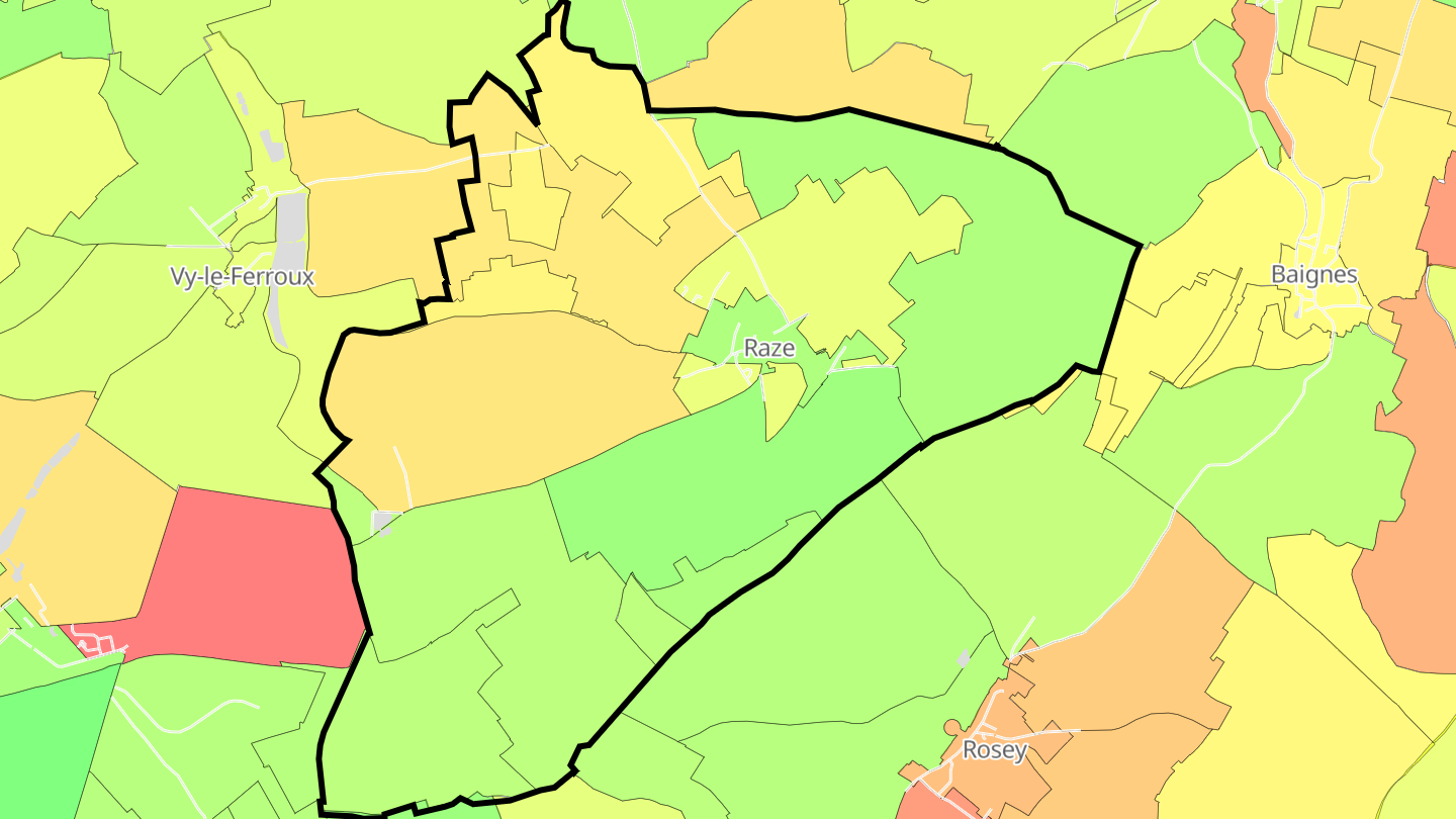 Carte des prix de l'immobilier Raze