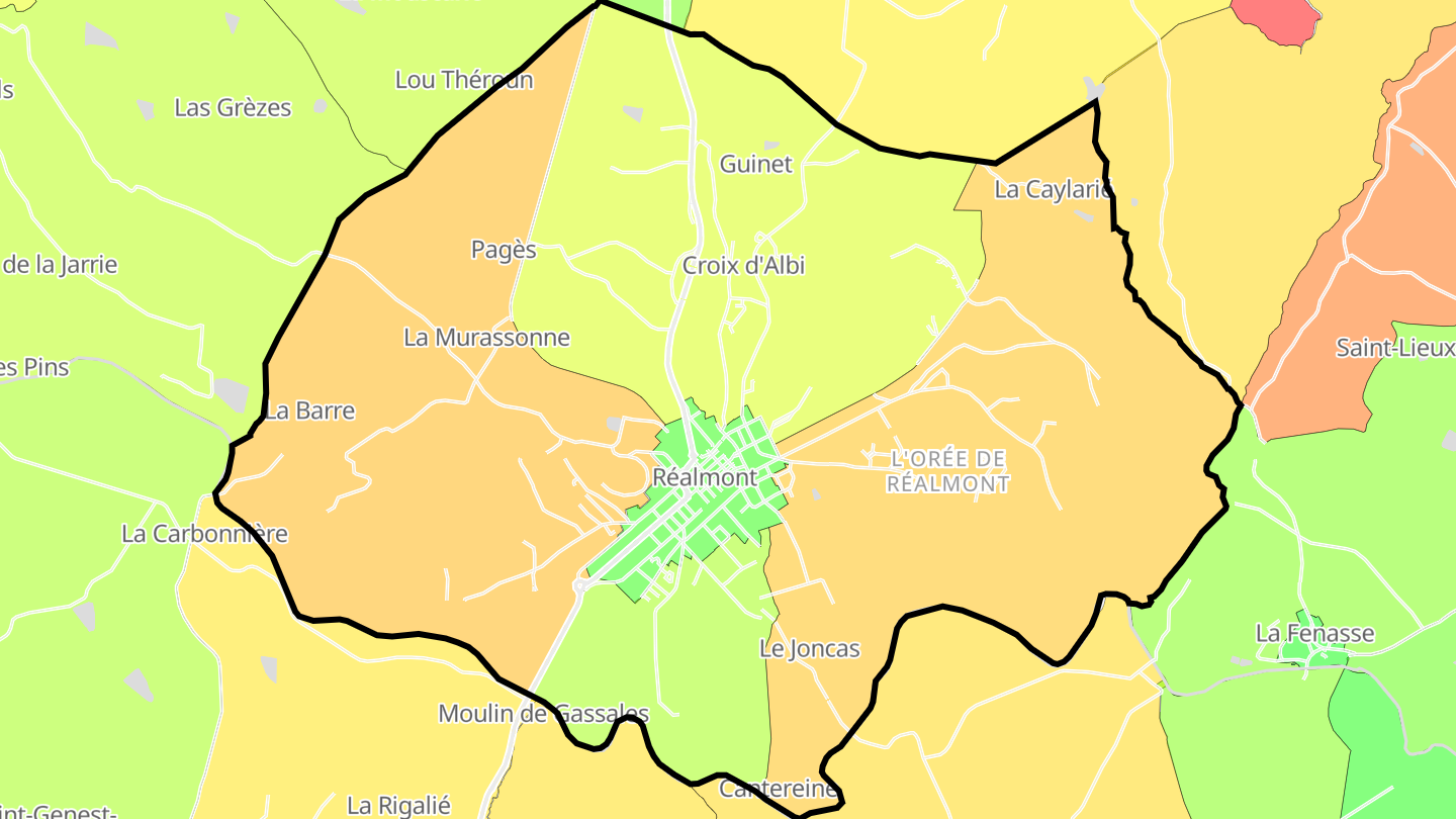 Carte des prix de l'immobilier Réalmont