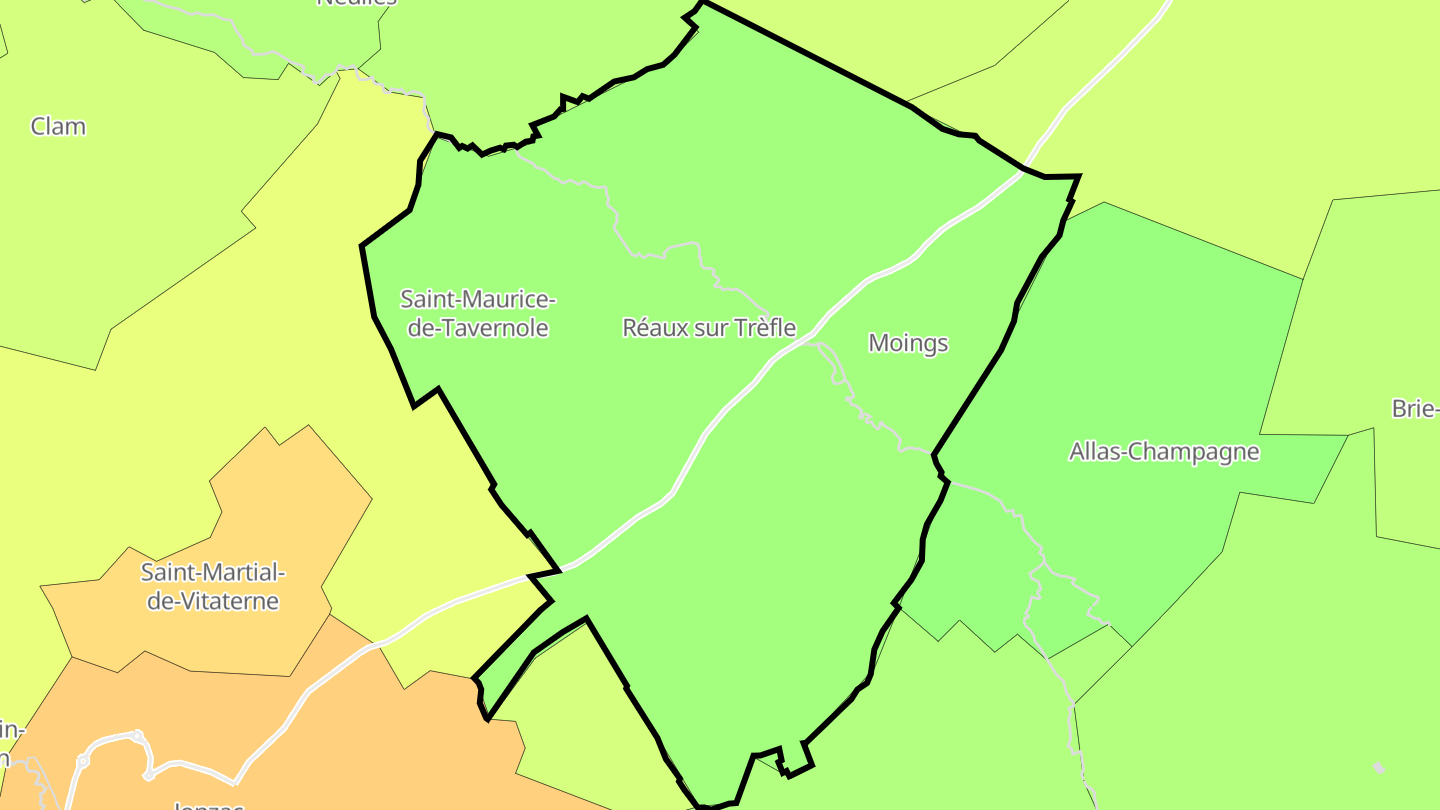 Carte des prix de l'immobilier Réaux-sur-Trèfle