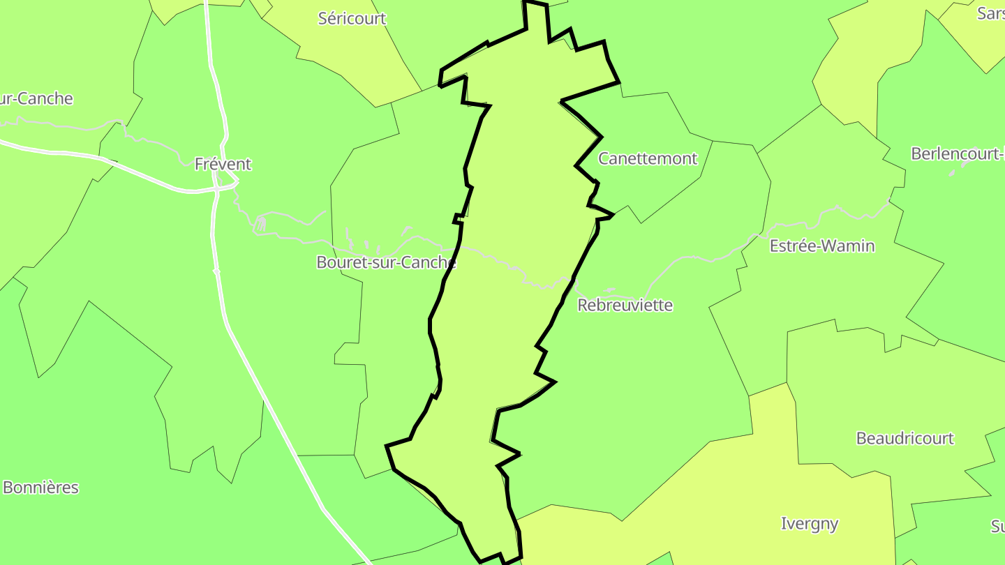 Carte des prix de l'immobilier Rebreuve-sur-Canche