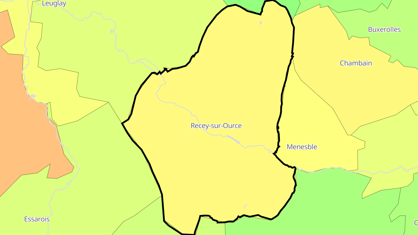 Carte des prix de l'immobilier Recey-sur-Ource