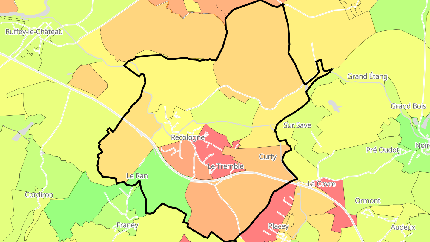 Carte des prix de l'immobilier Recologne