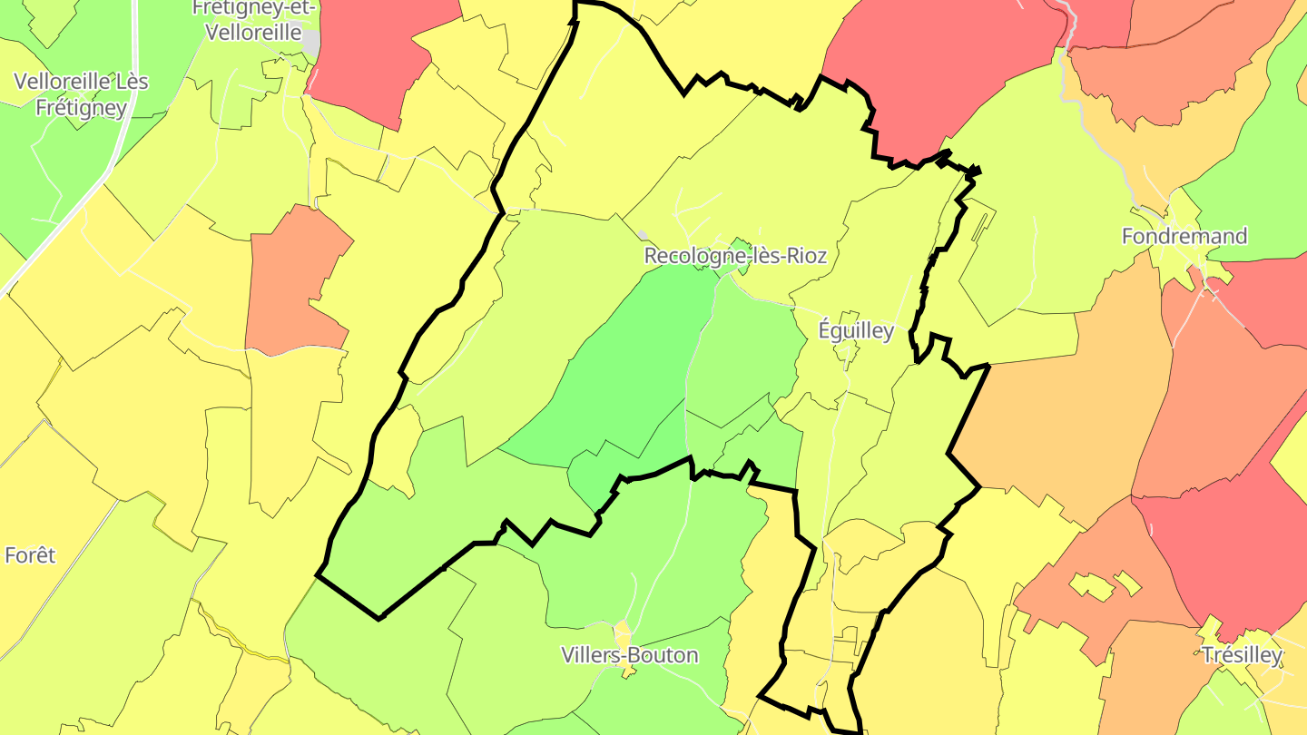 Carte des prix de l'immobilier Recologne-lès-Rioz