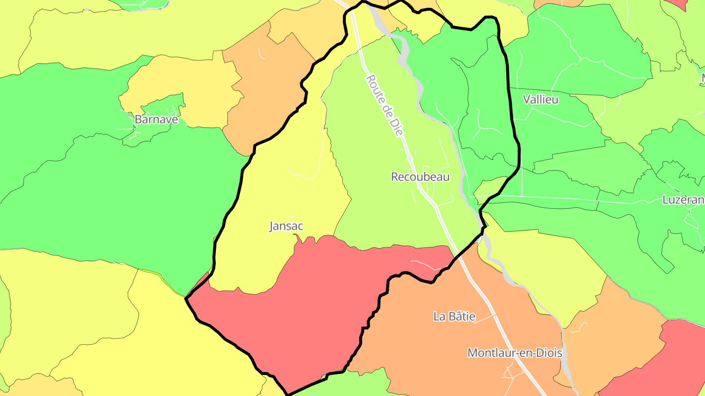 Carte des prix de l'immobilier Recoubeau-Jansac