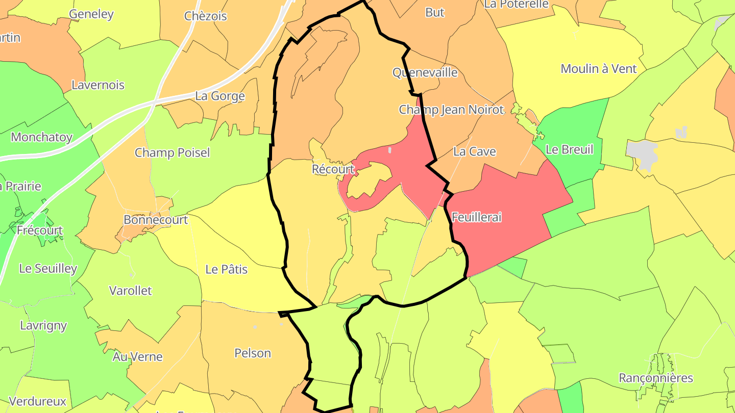 Carte des prix de l'immobilier Récourt