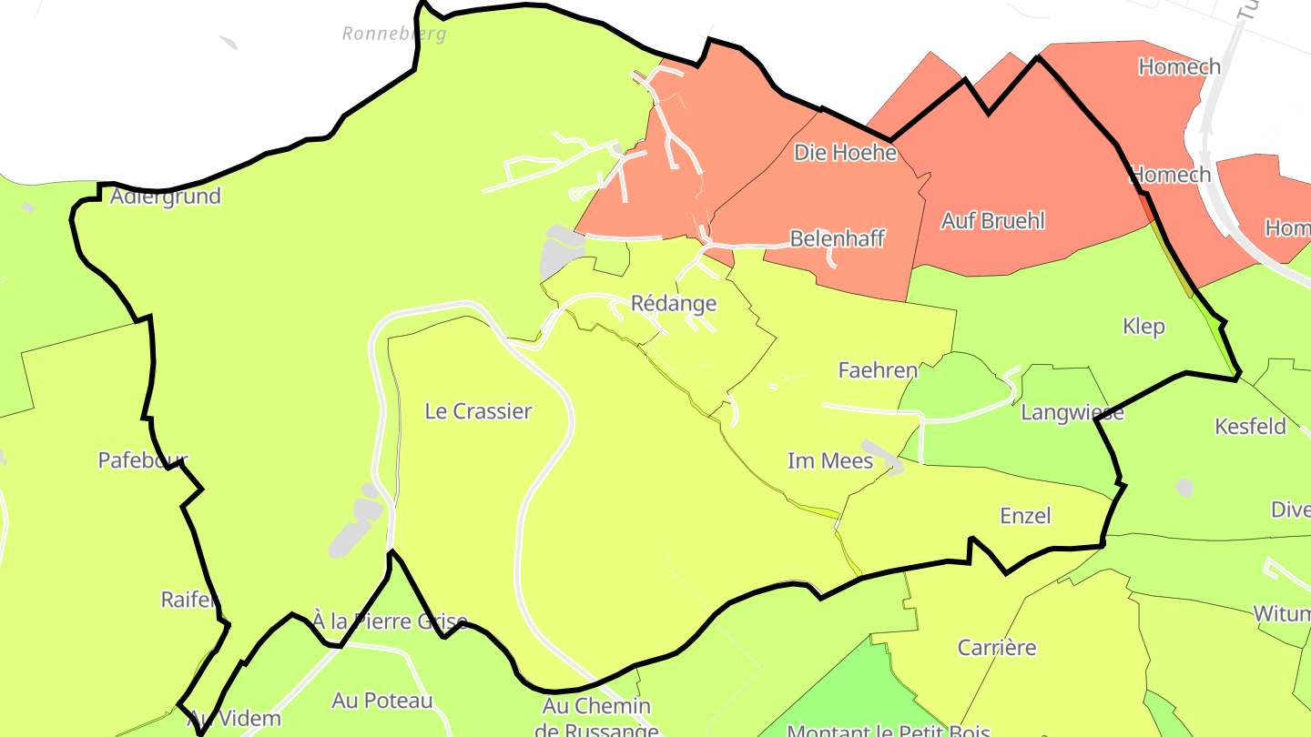 Carte des prix de l'immobilier Rédange