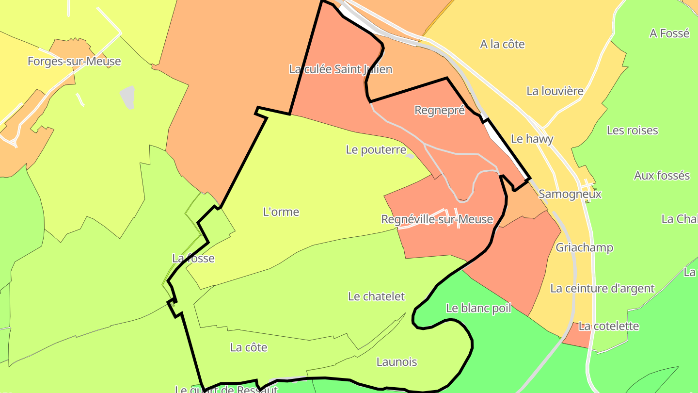 Carte des prix de l'immobilier Regnéville-sur-Meuse
