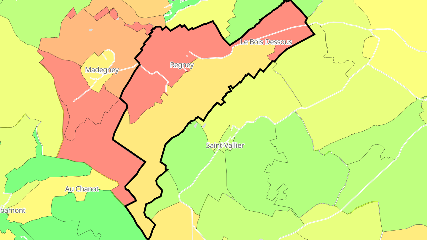 Carte des prix de l'immobilier Regney