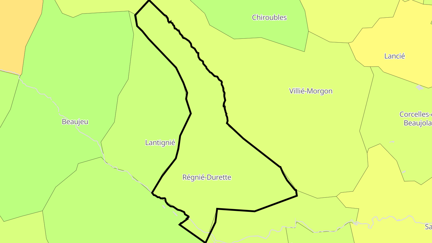 Carte des prix de l'immobilier Régnié-Durette