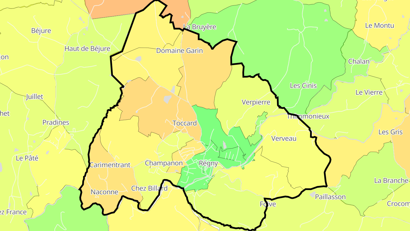 Carte des prix de l'immobilier Régny