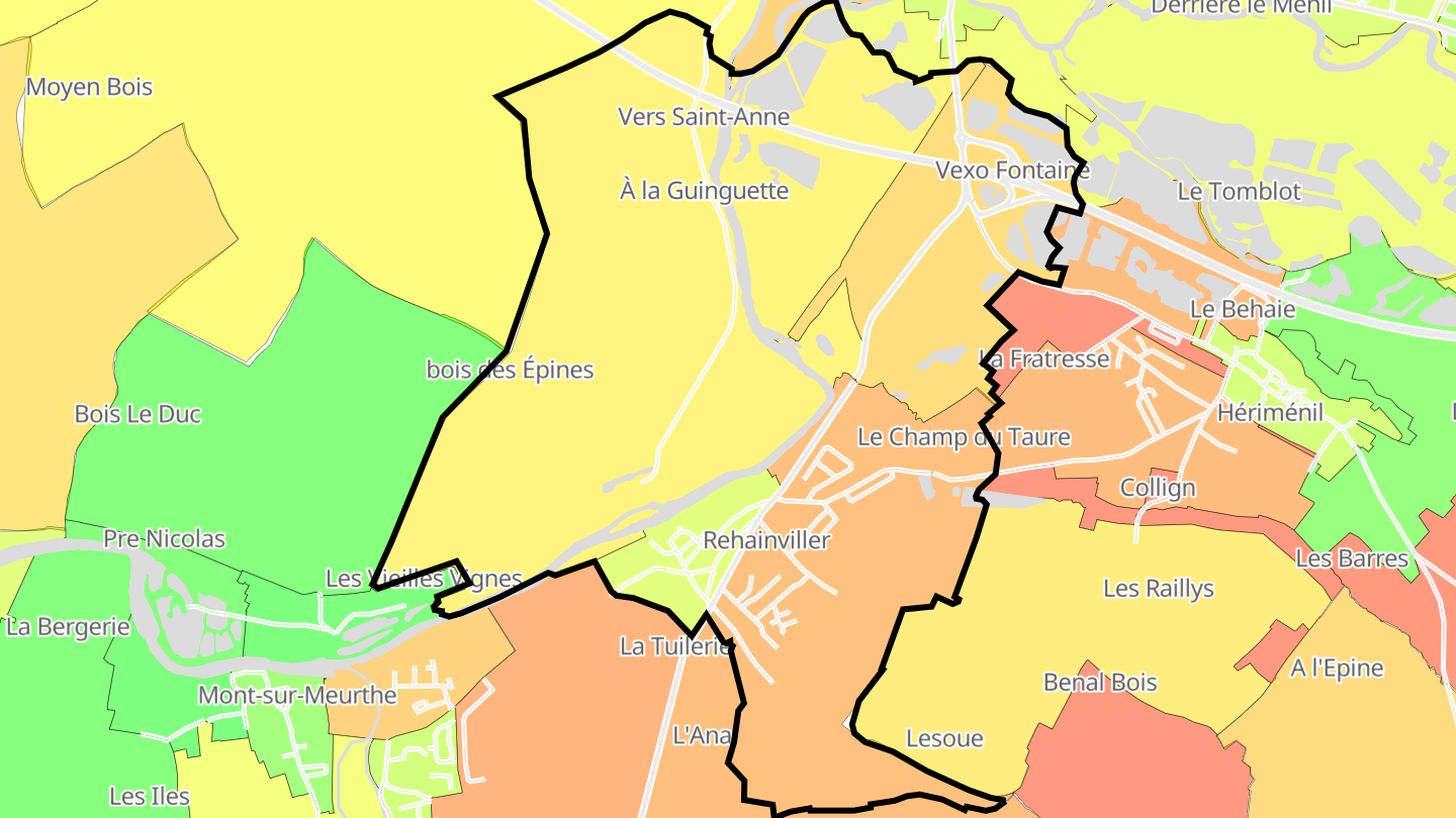 Carte des prix de l'immobilier Rehainviller