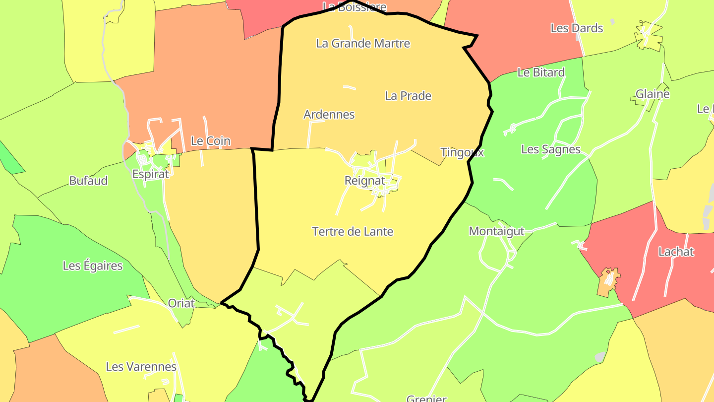 Carte des prix de l'immobilier Reignat