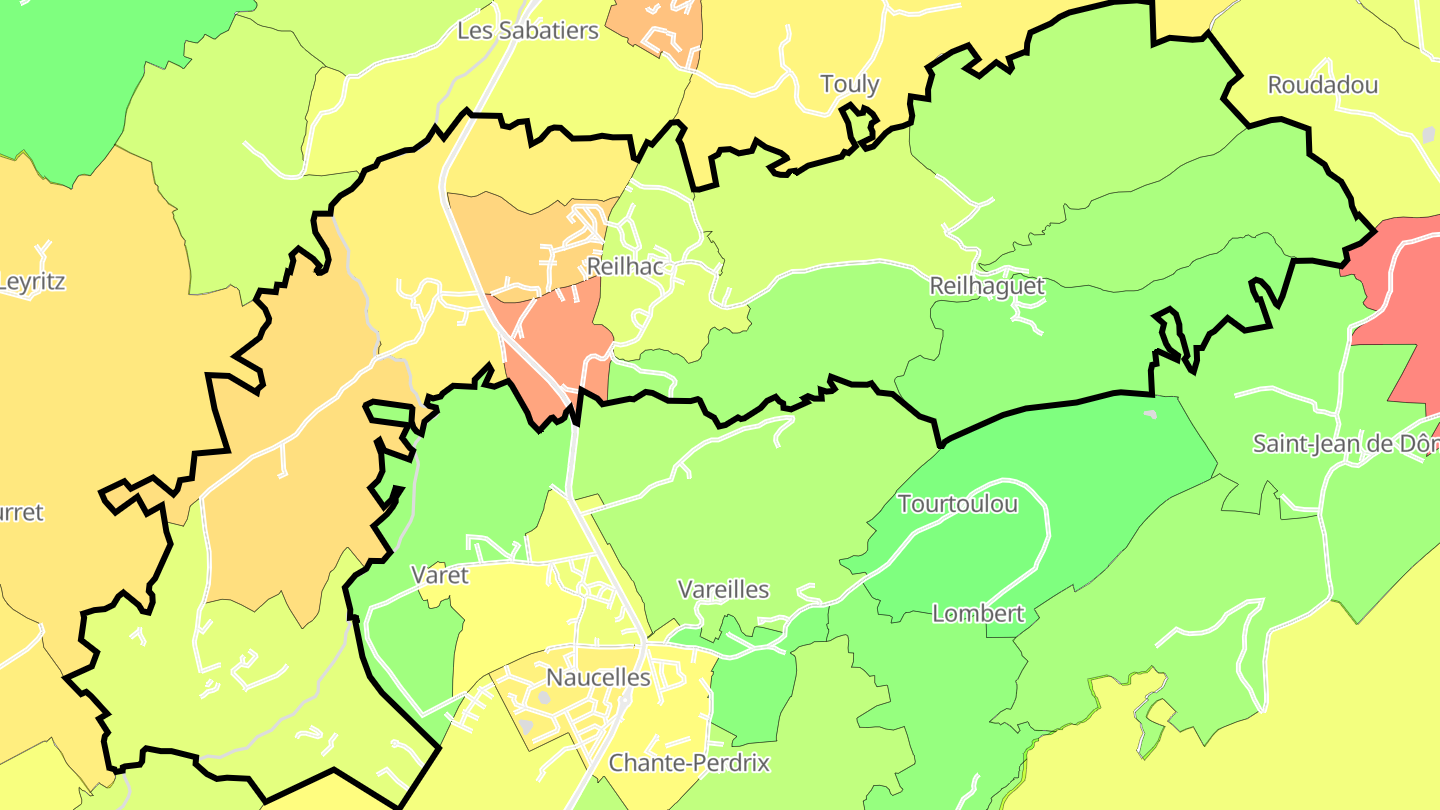 Carte des prix de l'immobilier Reilhac