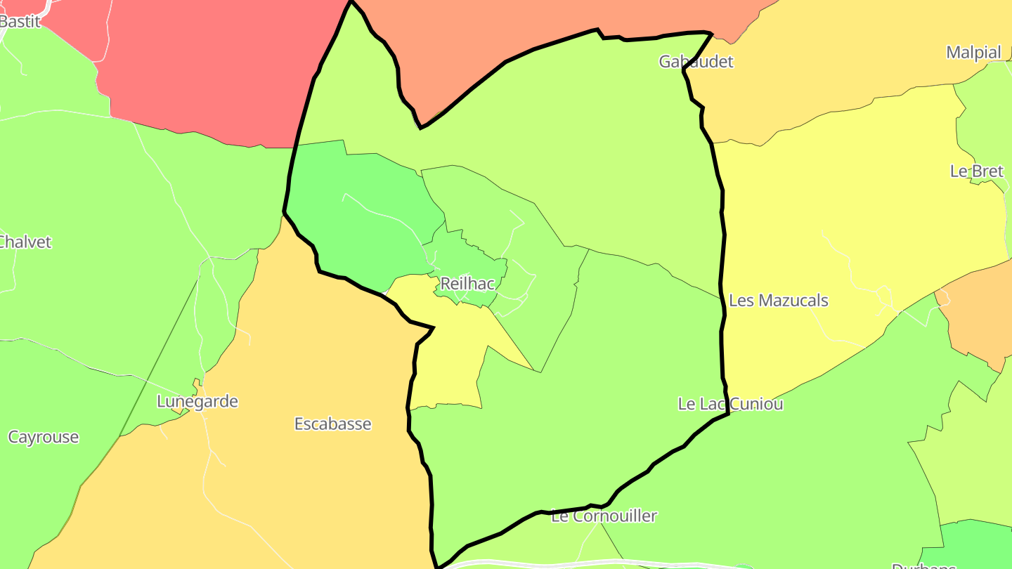 Carte des prix de l'immobilier Reilhac