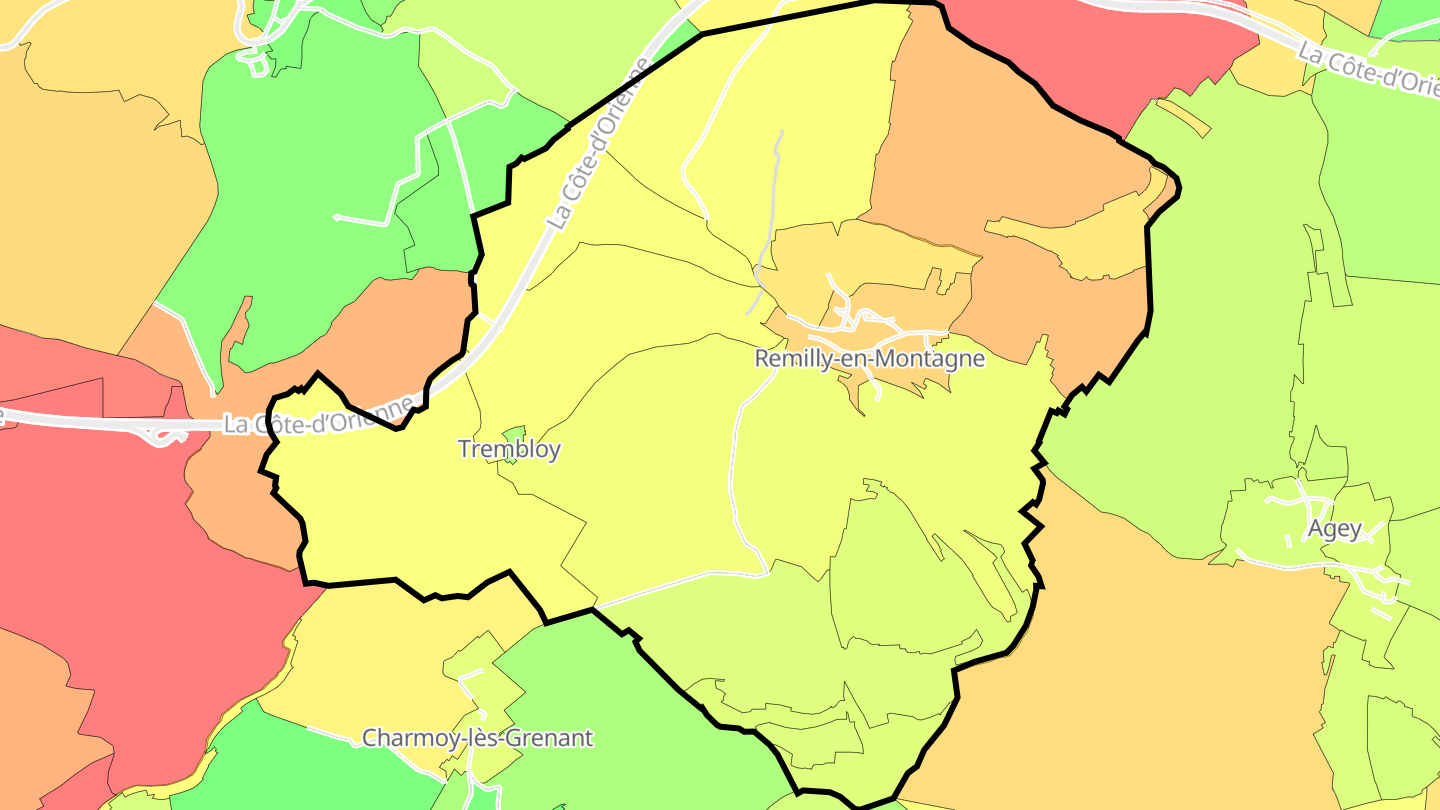 Carte des prix de l'immobilier Remilly-en-Montagne