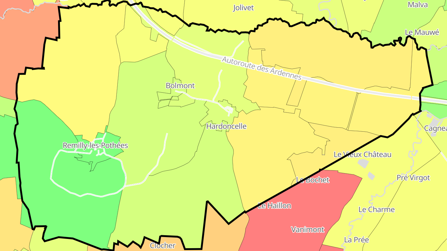 Carte des prix de l'immobilier Remilly-les-Pothées