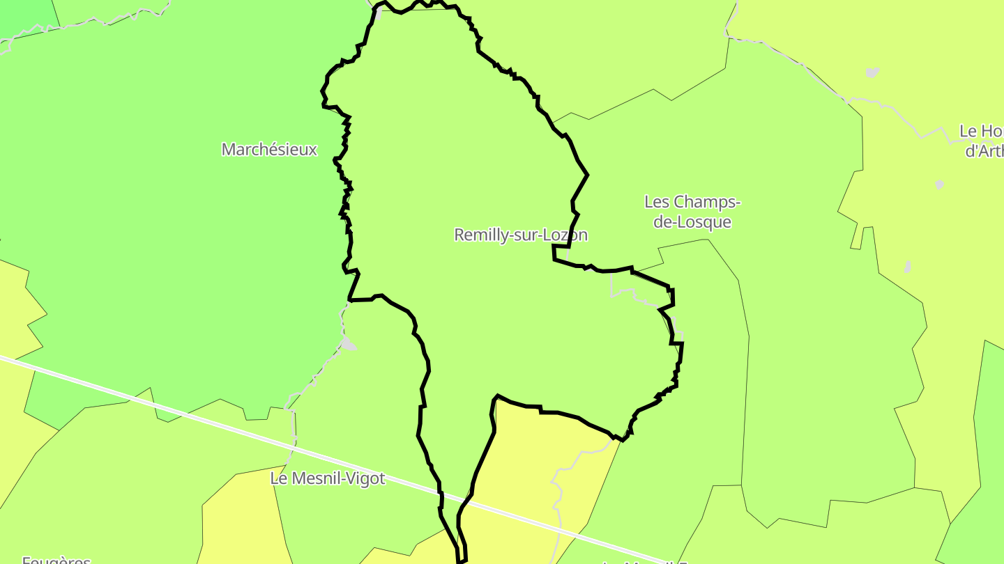 Carte des prix de l'immobilier Remilly-sur-Lozon