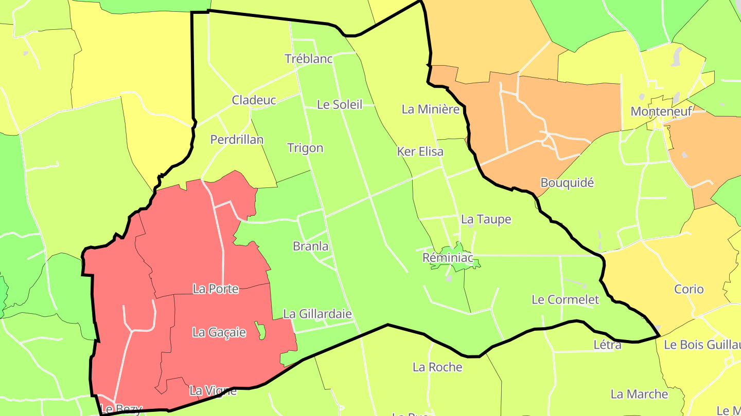 Carte des prix de l'immobilier Réminiac