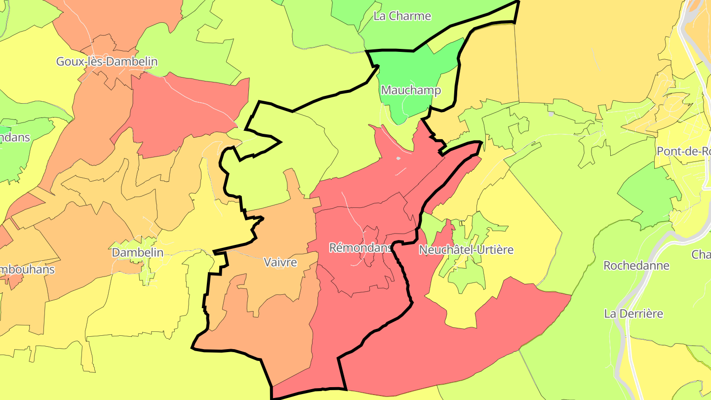 Carte des prix de l'immobilier Rémondans-Vaivre