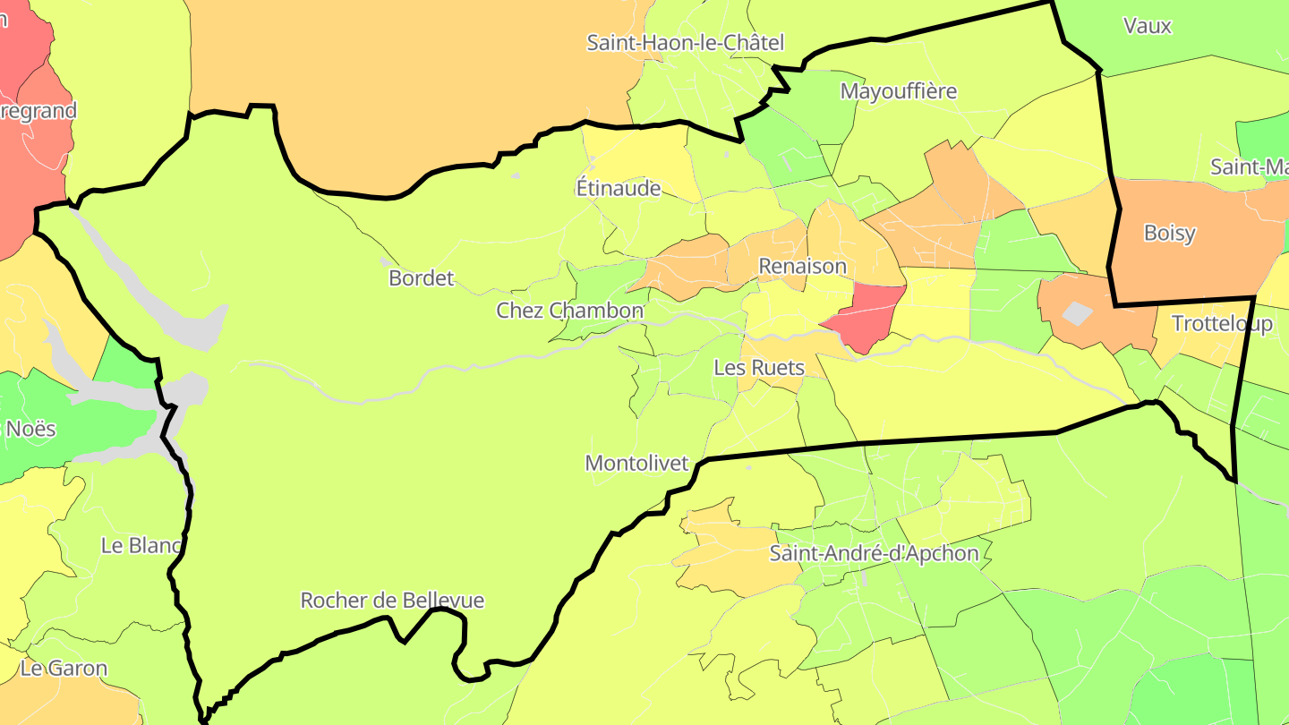 Carte des prix de l'immobilier Renaison