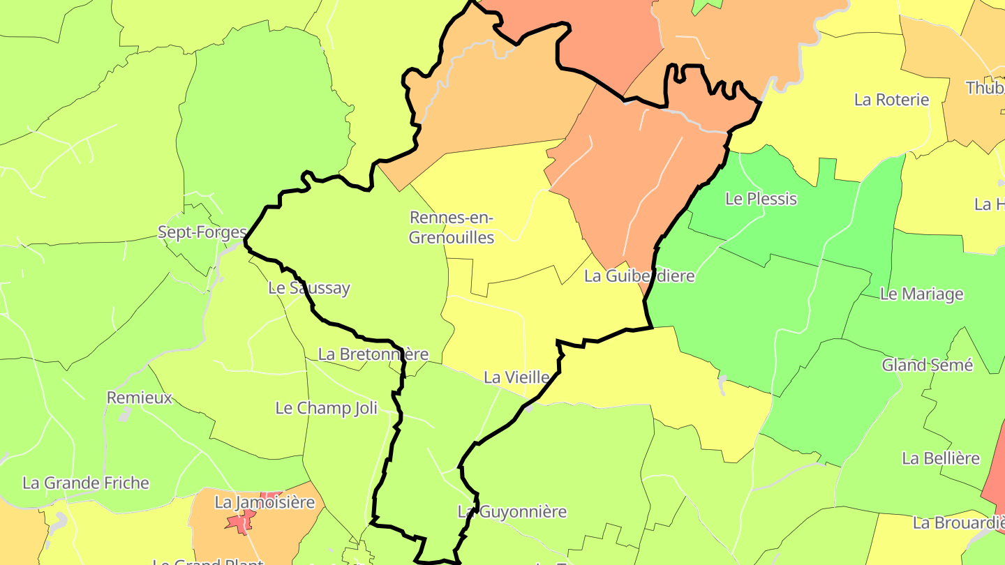 Carte des prix de l'immobilier Rennes-en-Grenouilles