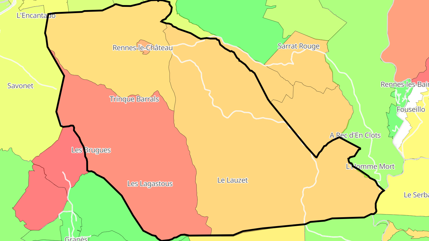 Carte des prix de l'immobilier Rennes-le-Château