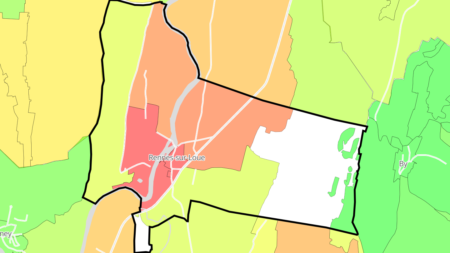 Carte des prix de l'immobilier Rennes-sur-Loue