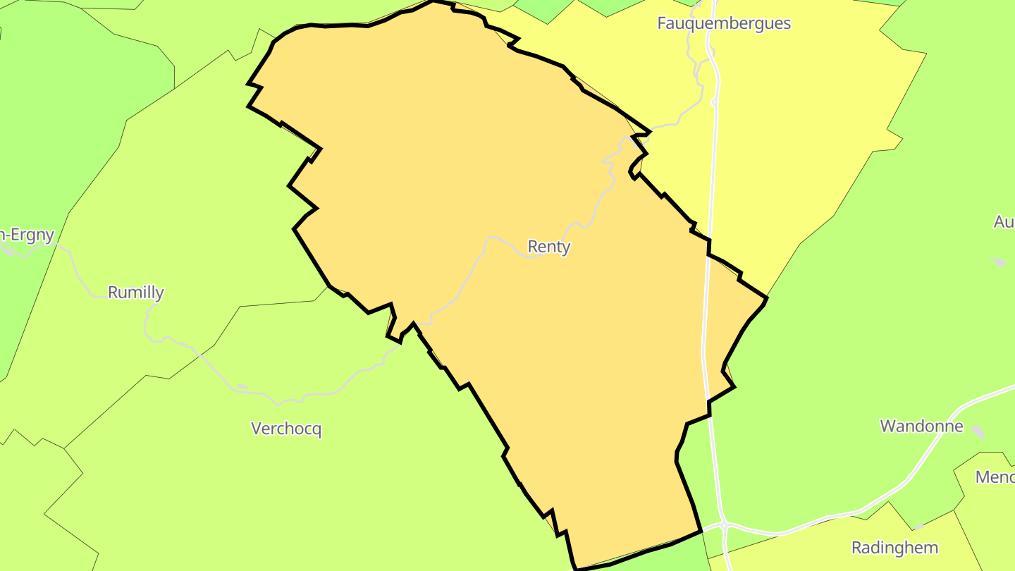 Carte des prix de l'immobilier Renty