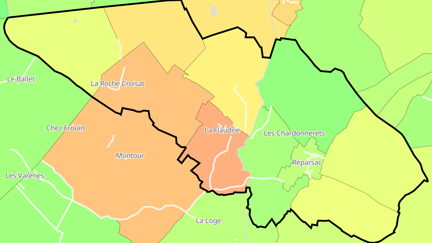 Carte des prix de l'immobilier Réparsac
