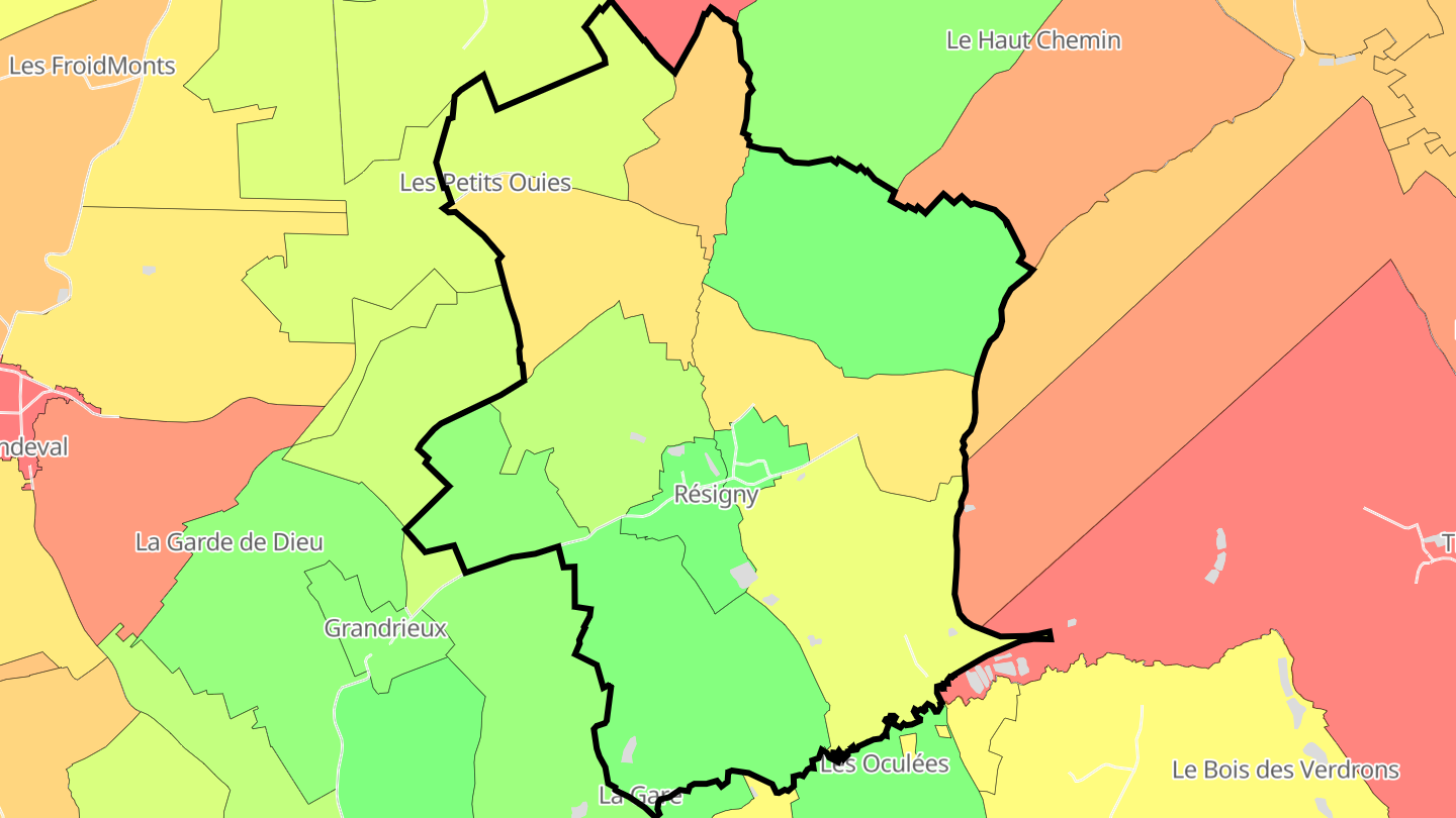 Carte des prix de l'immobilier Résigny