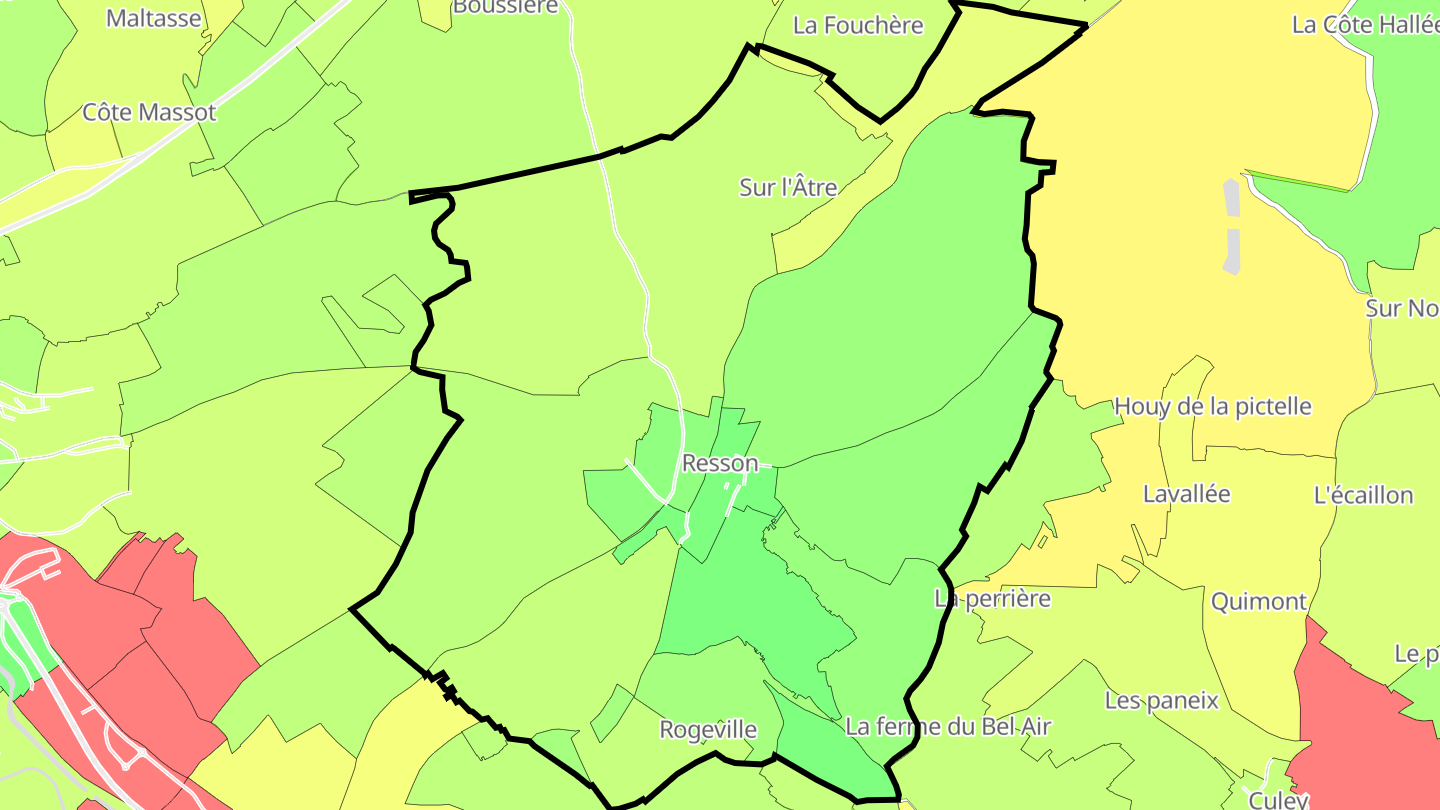 Carte des prix de l'immobilier Resson