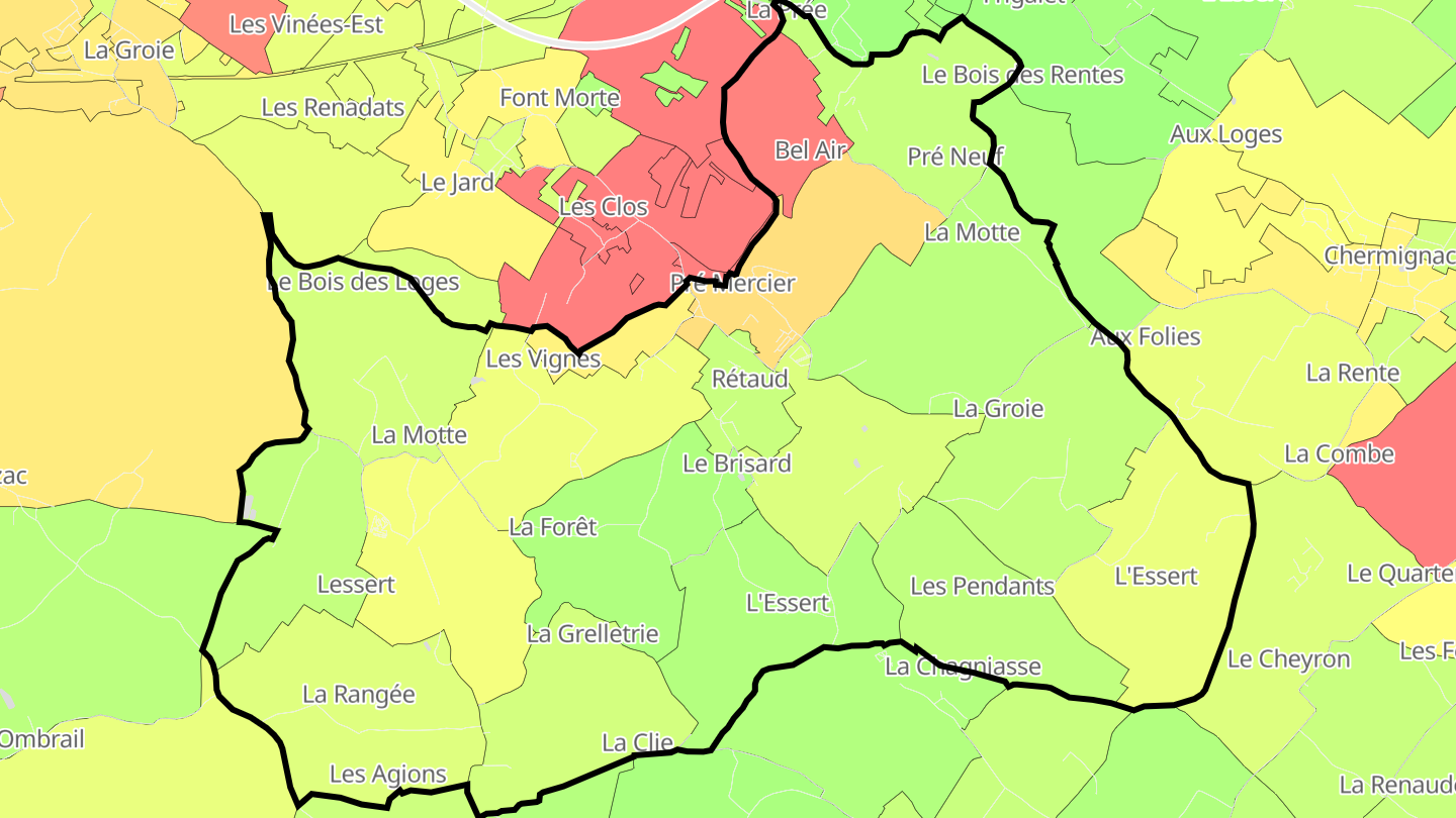 Carte des prix de l'immobilier Rétaud
