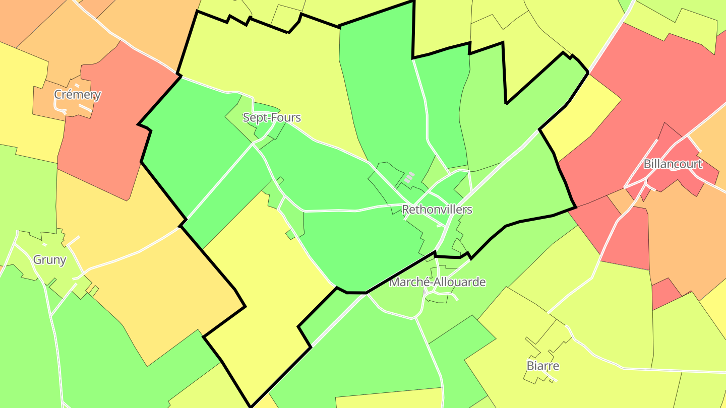 Carte des prix de l'immobilier Rethonvillers