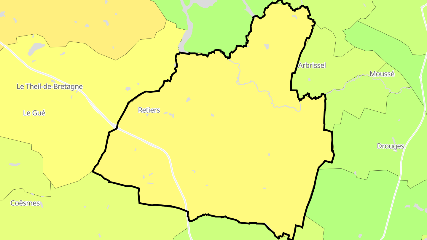 Carte des prix de l'immobilier Retiers