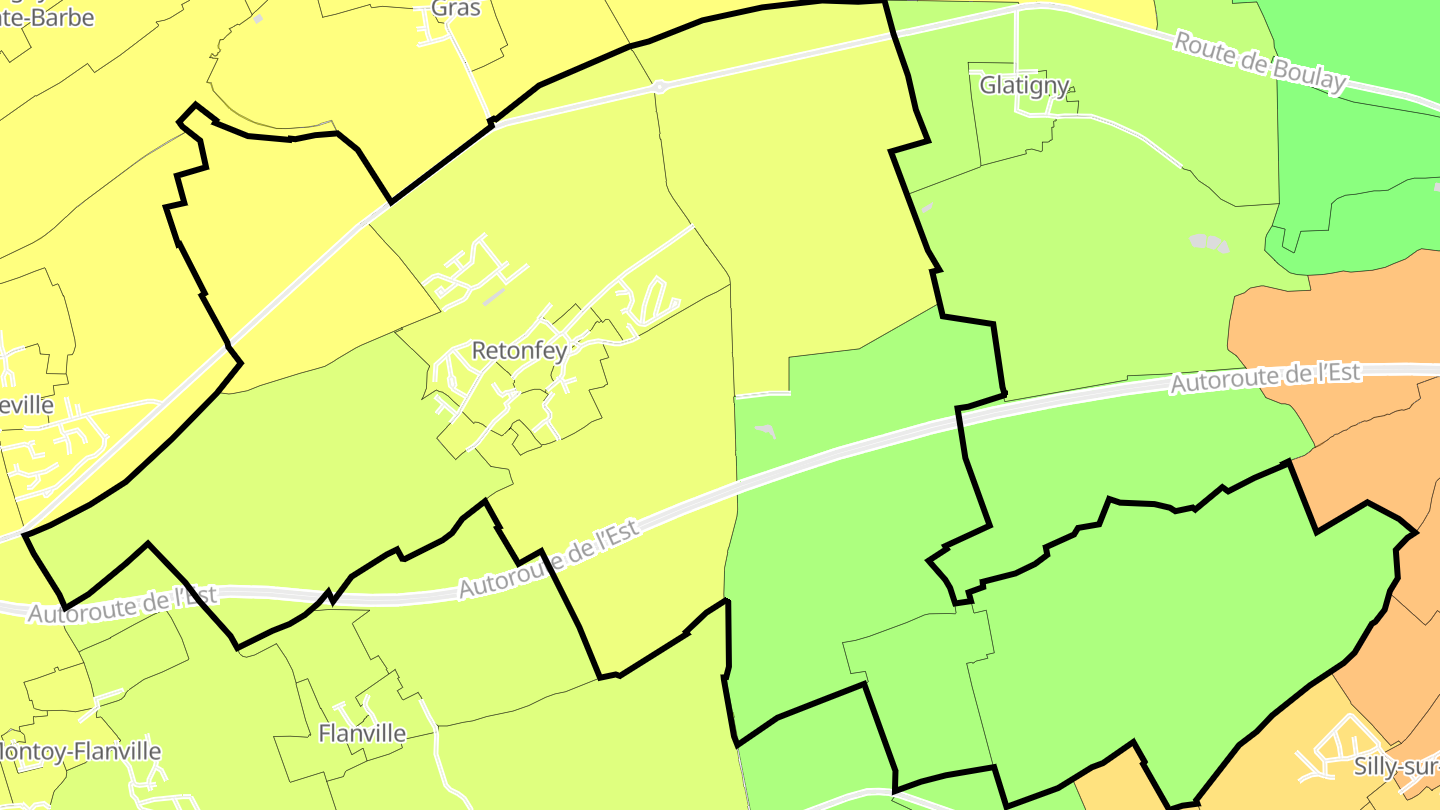 Carte des prix de l'immobilier Retonfey