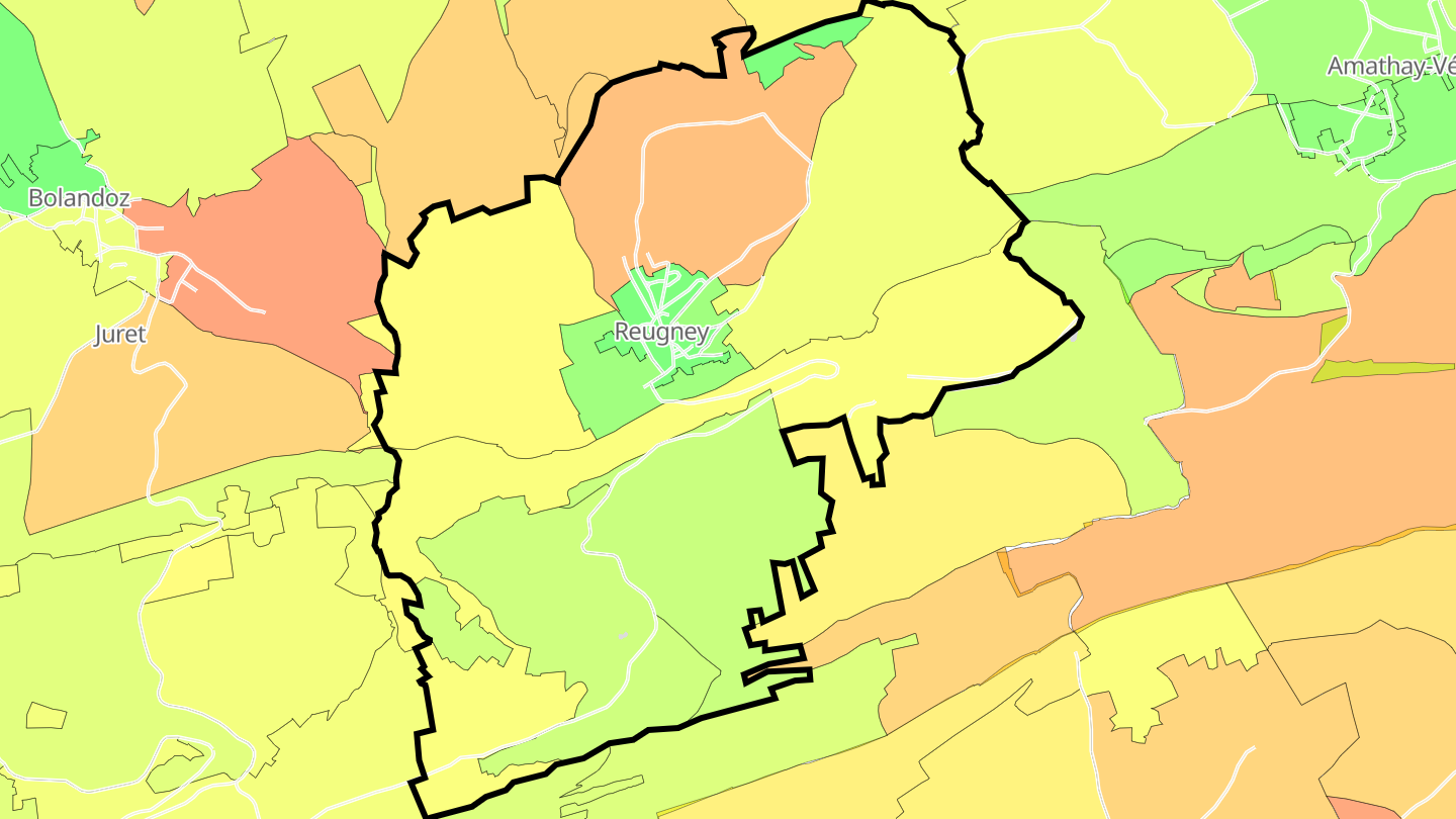 Carte des prix de l'immobilier Reugney