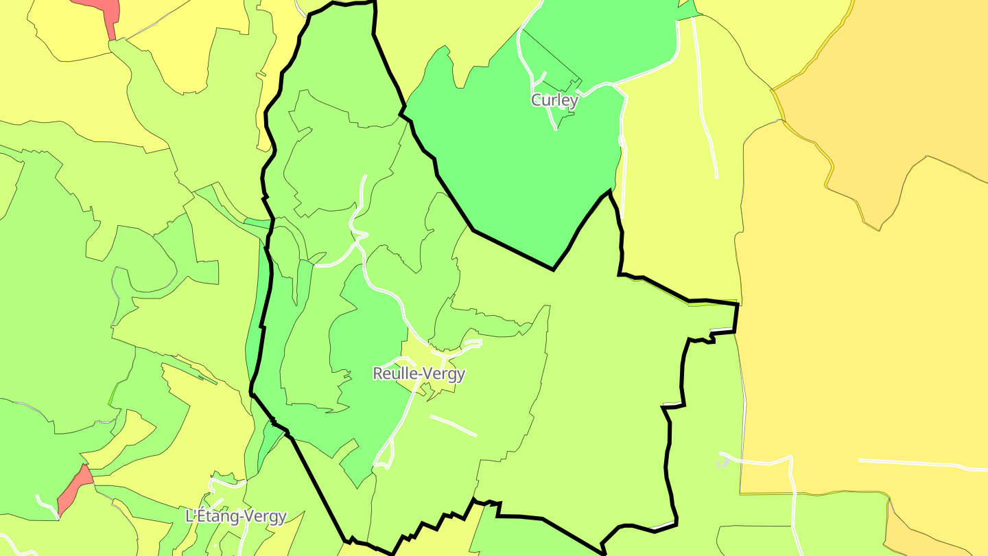 Carte des prix de l'immobilier Reulle-Vergy