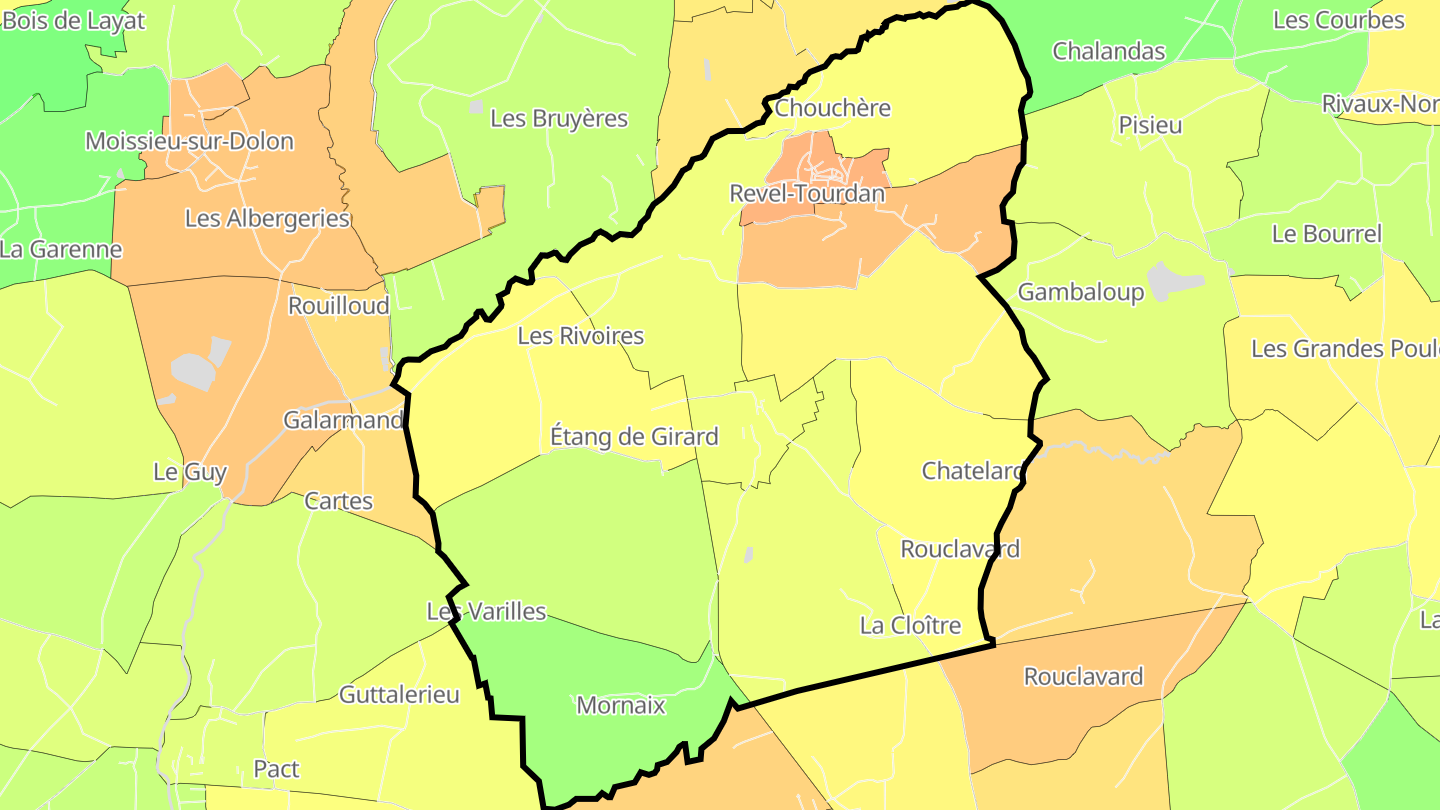 Carte des prix de l'immobilier Revel-Tourdan